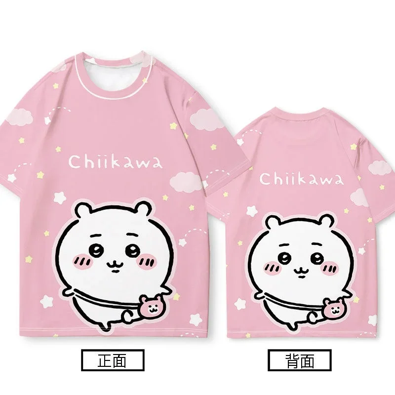Chiikawa ist überall hier! Weiche, niedliche Cartoon-3D-Print-T-Shirts für Erwachsene Paare, Sportliche Freizeitkleidung, atmungsaktiv, kurze Ärmel, Familien-Matching – Detail 10