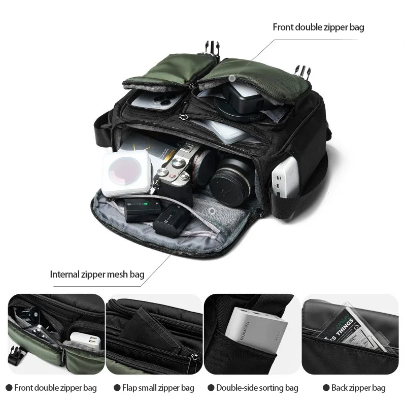 

Сумка для фотоаппарата через плечо, модная брендовая сумка через плечо, повседневная сумка-мессенджер большой вместимости, мужской диагональный рюкзак