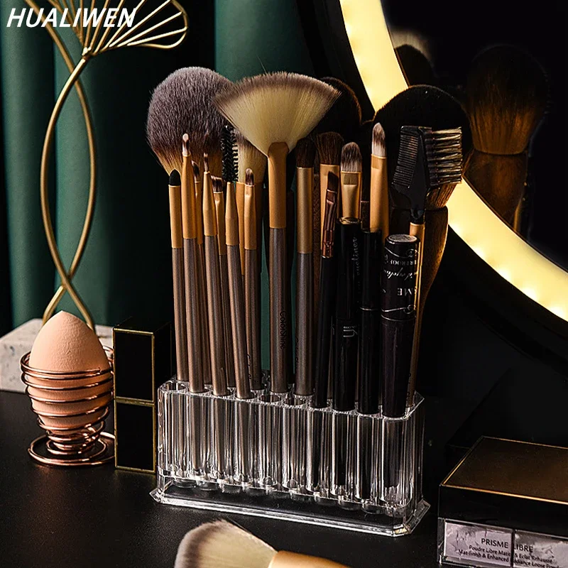 Transparent acrylic desktop storage rack, high-end dressing table, porous makeup brush storage rack