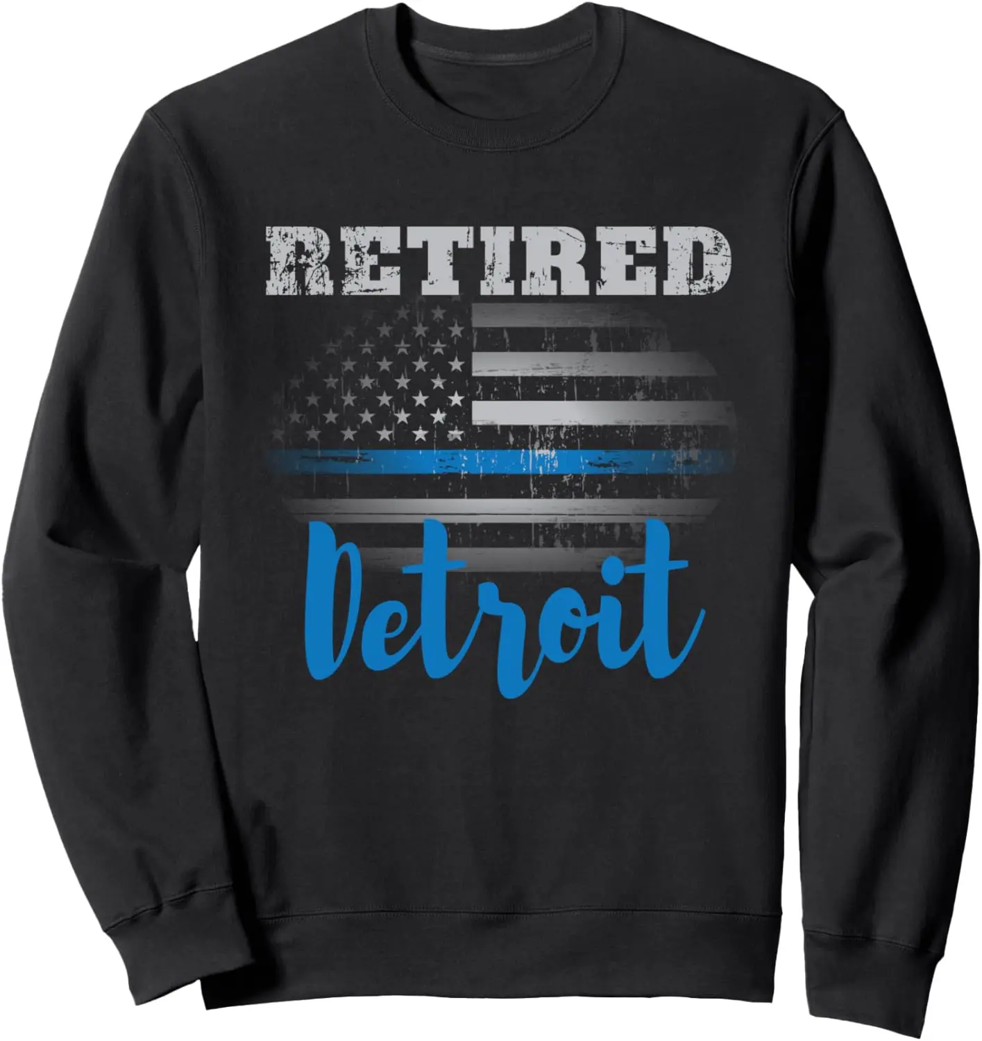 Retired Police Officer Detroit American Flag Design Sweatshirt