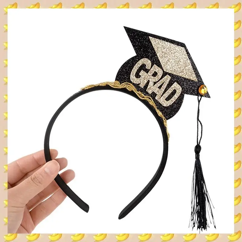 

A45U 2Set Grad Cap Headband Graduated Satin Sash 2024 Graduation Party Decoration Supplies Photo Props Mini Bachelor Hat