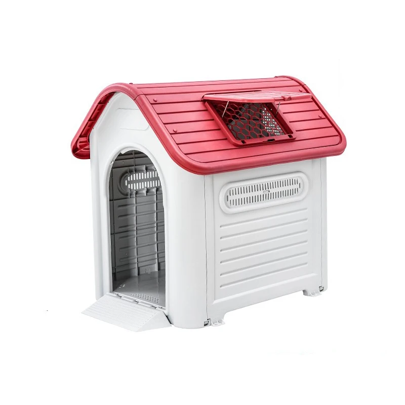 

Outdoor Dog House Raised Large Pet Shelter Weatherproof Plastic Pet Cages Xl Size With Sunroof