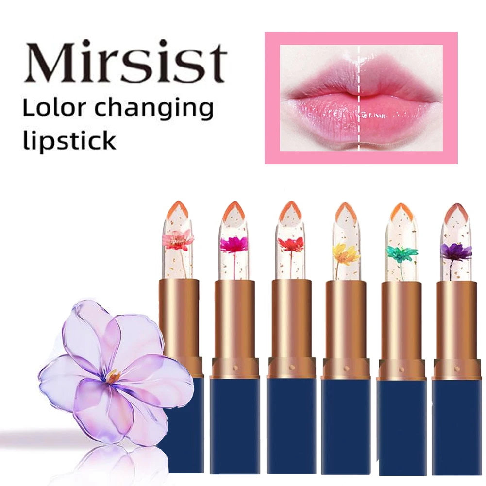 Bálsamo labial que cambia de Color con la temperatura, lápiz labial de flor de gelatina de cristal, brillo nutritivo, duradero, hidratante, taza antiadherente, maquillaje nuevo