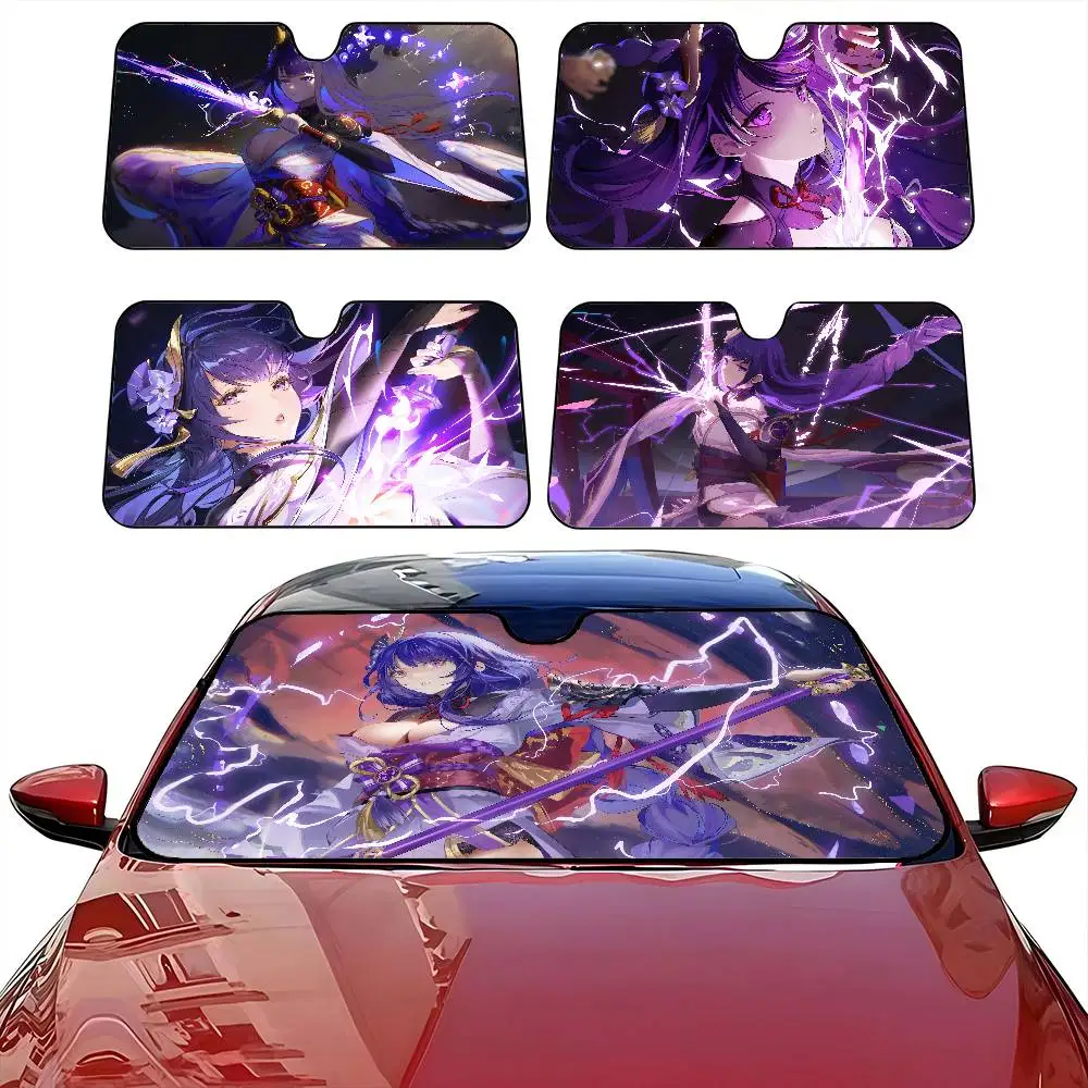 

Raiden Shogun Sunshade Windscreen Fold-up Car Front Windshield 70x130cm Car Window Windscreen Cover Heat Reflector