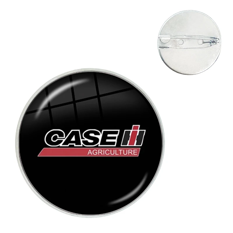 CASE IH Tractor Logo Pin Glass Dome Brooches Shirt Lapel Bag Cute Badge Pins For Lover Girl Friends