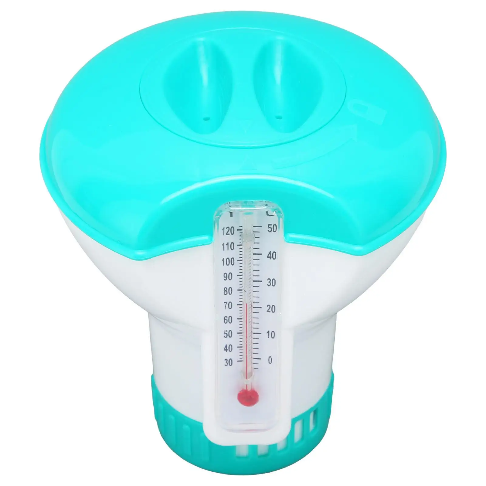 5 Pool Chemical Dispenser with Thermometer for Swimming Pool - Reusable Chlorine Tablet Floater & Cleaning Tool