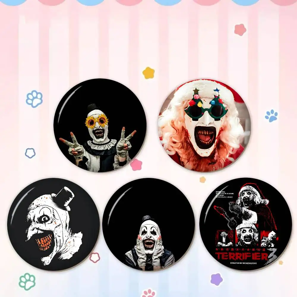 Horror Movie Terrifiers 58mm Cute Series Pins Funny Badge Interesting Cartoon Animals Brooches Backpack Clothes Gift Accessory