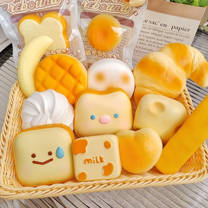Squishy bread toast slow rebound toy Internet celebrity creative wet soft pinch music cute decompression vent toy