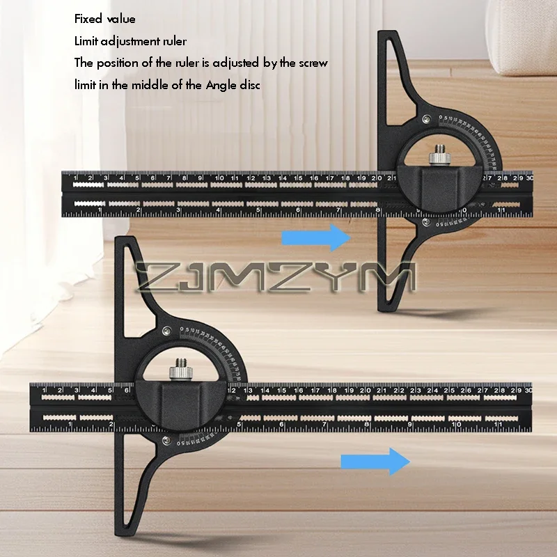 360 Degree Rotation Sliding Combination Angle Ruler Multifunctional Aluminum Alloy Sliding Combination Angle Ruler