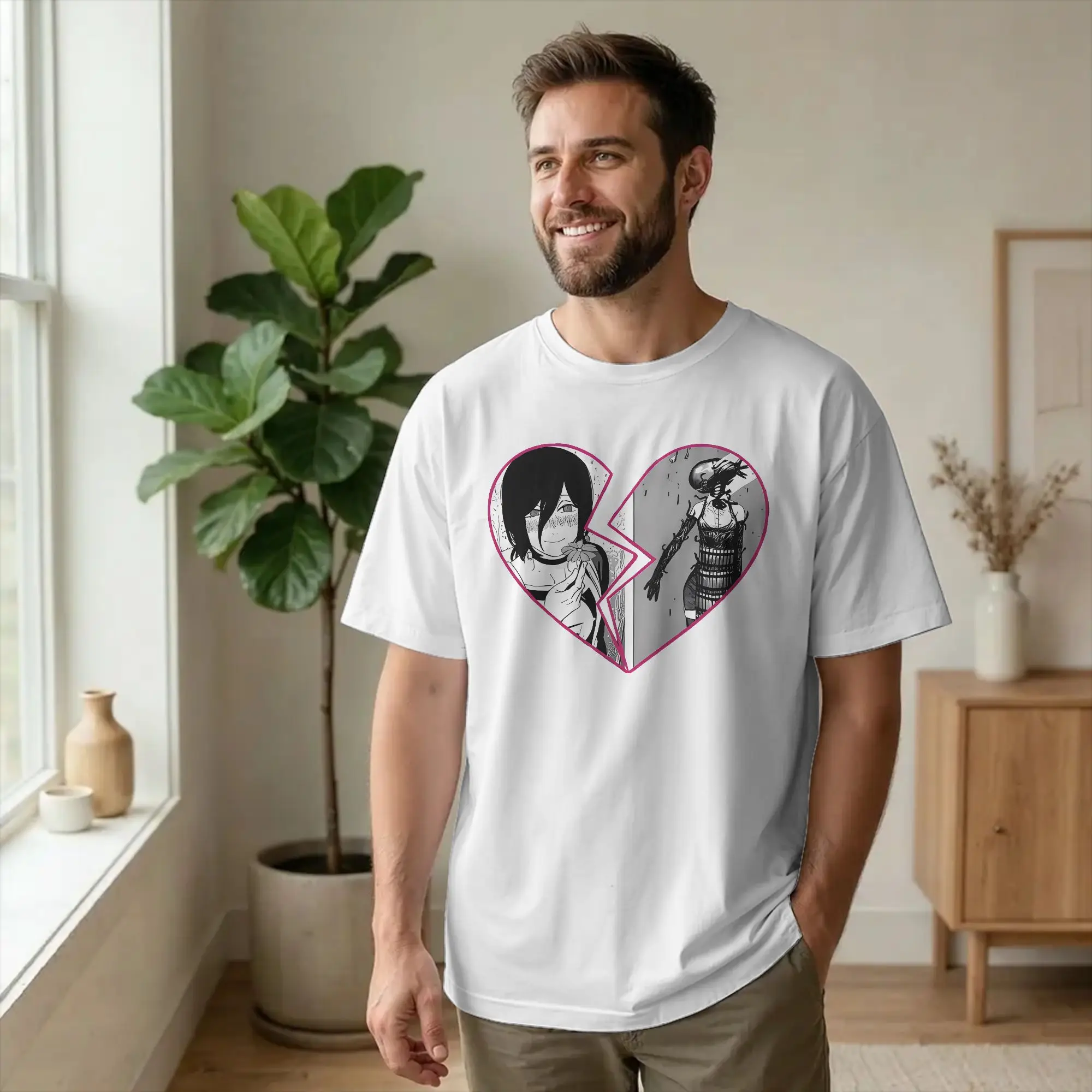 Chainsaws Man Reze T-Shirt Anime Movie Vintage Pure Cotton Tees Round Collar Short Sleeve T Shirt Plus Size Clothes