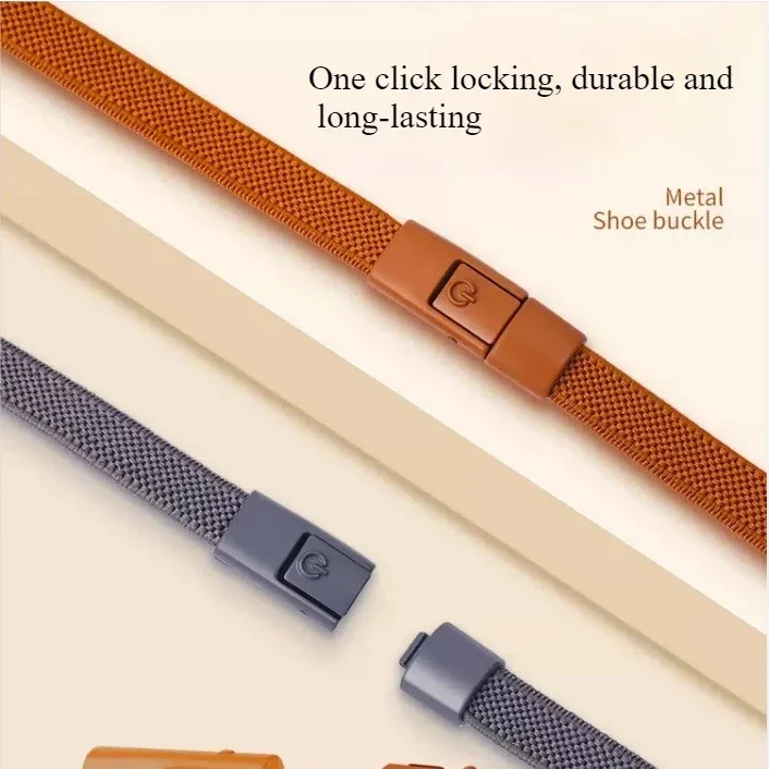 結ばない靴ひも 8mm フラット弾性靴ひも カラフルなプッシュボタンロック付き スリッポンスニーカー用 怠惰な靴ひも 結ばない 女性用 男性用