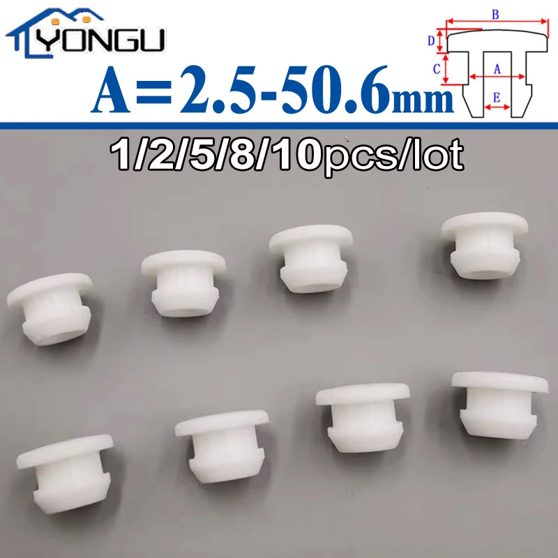 2.5-50.6mm White Conical Snap-on Silicone Rubber T Type Plug Blanking End Caps Tube Inserts Bung Proof High Temperature