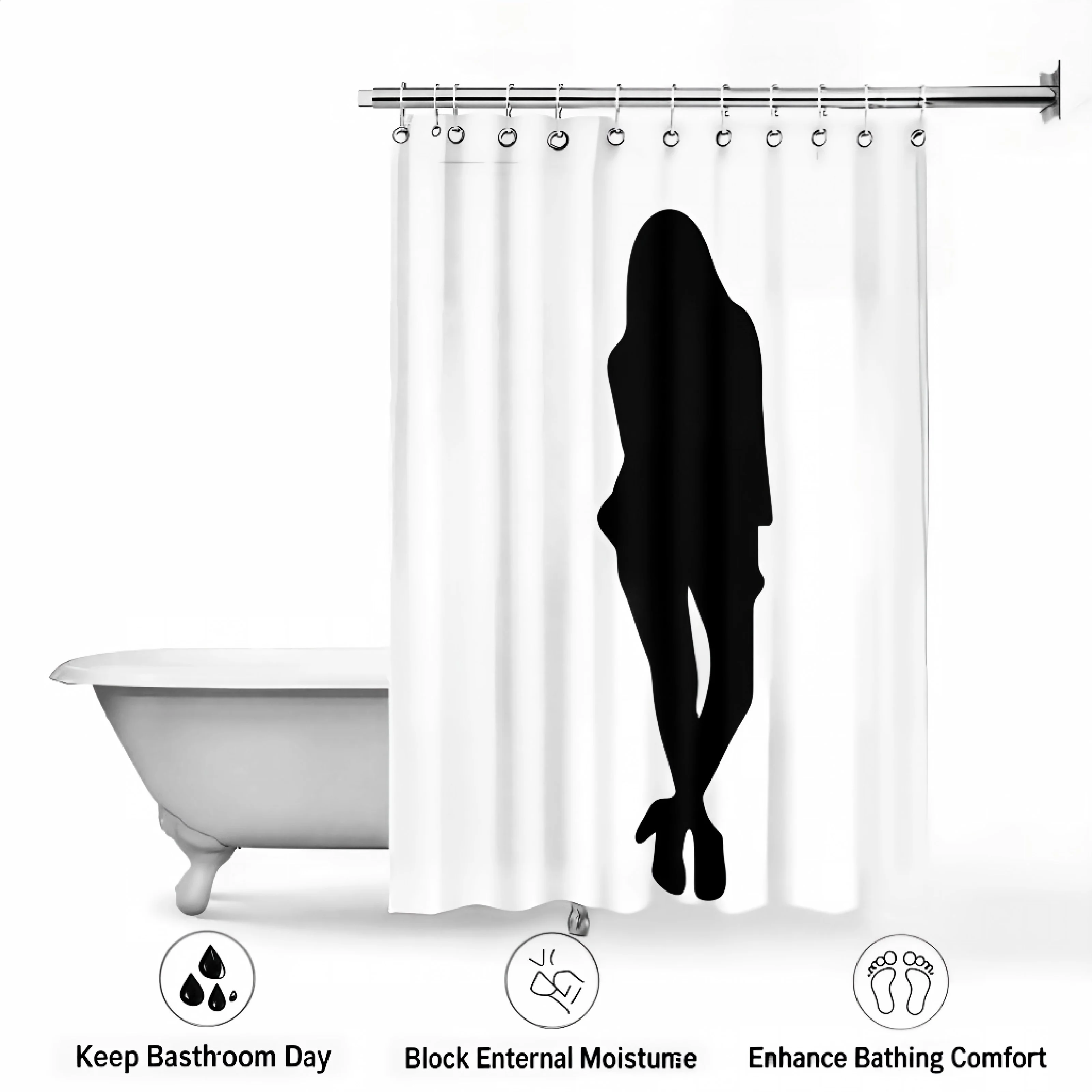Modern Geometric Pattern Shower Curtain – Waterproof Bathroom Curtain Liner for Spa-Inspired Decor 6