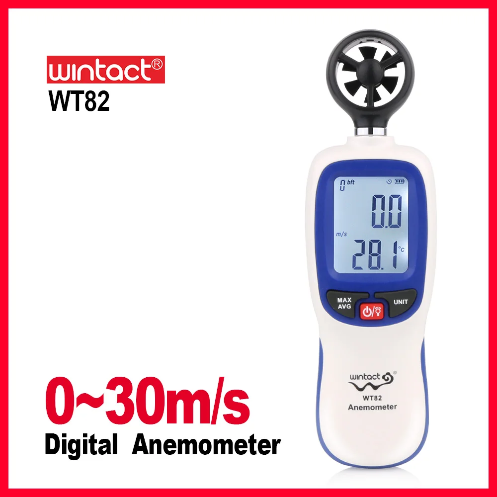 

WINTACT Digital anemometer wind speed meter Air Flow instrument Gauge Temperature LCD anemometro Handhold tool WT82-WINTACT