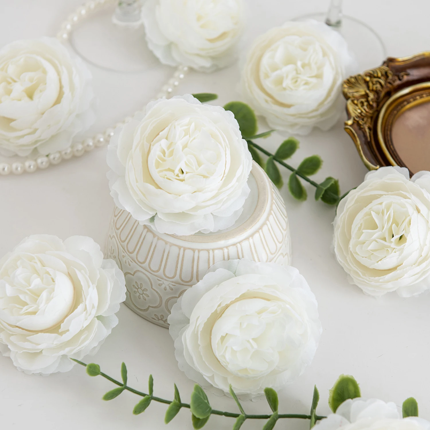 10/20 قطعة الزهور الاصطناعية الحرير الفاوانيا مزيج في الهواء الطلق حديقة الزفاف باقة الزفاف المنزل زهرية مهرجان إكليل حفلة ديكور #1