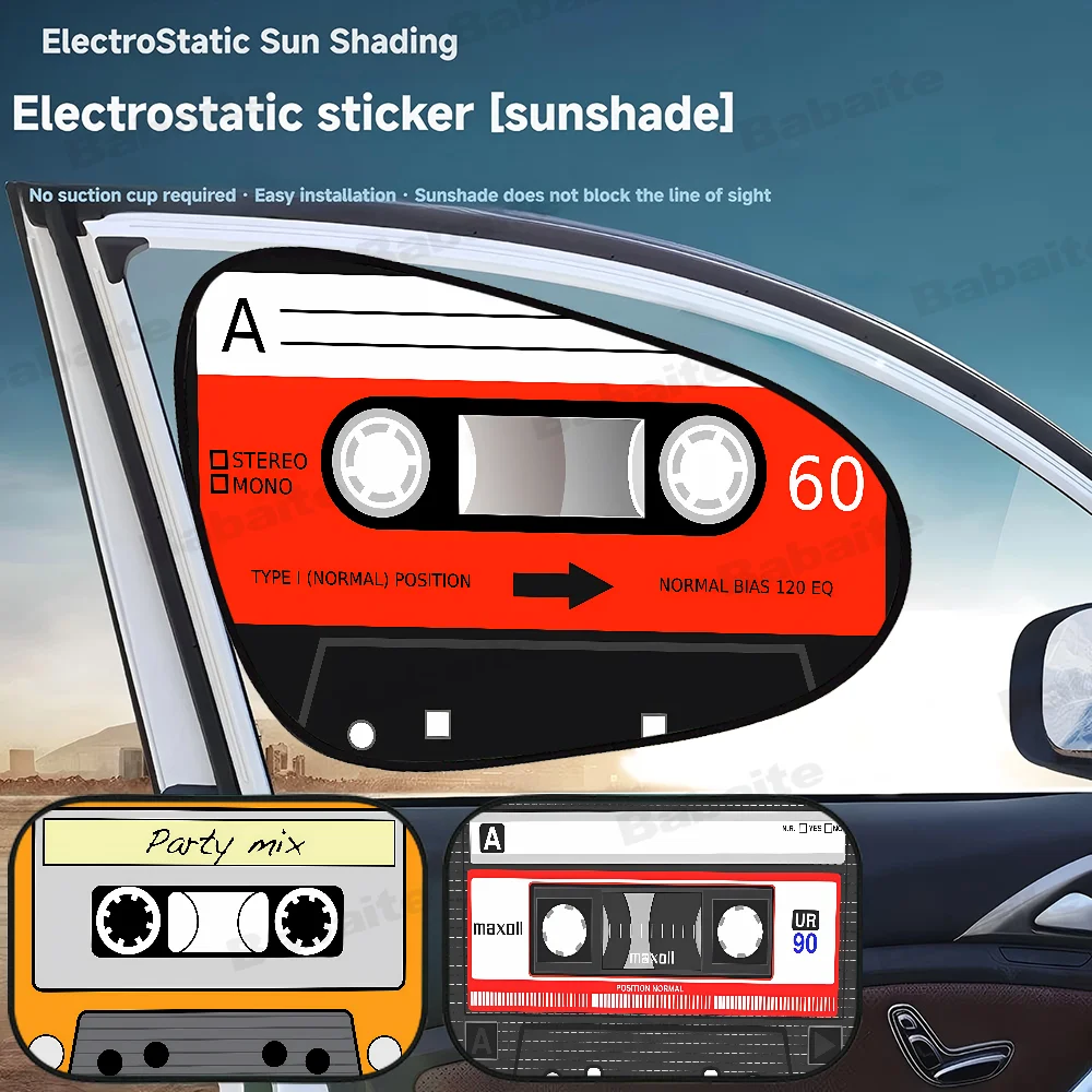 Cinta musical de Cassette Retro, parasol personalizado para parabrisas, cubierta para coche, parasol para coche, parasol para coche, protección Solar para coche