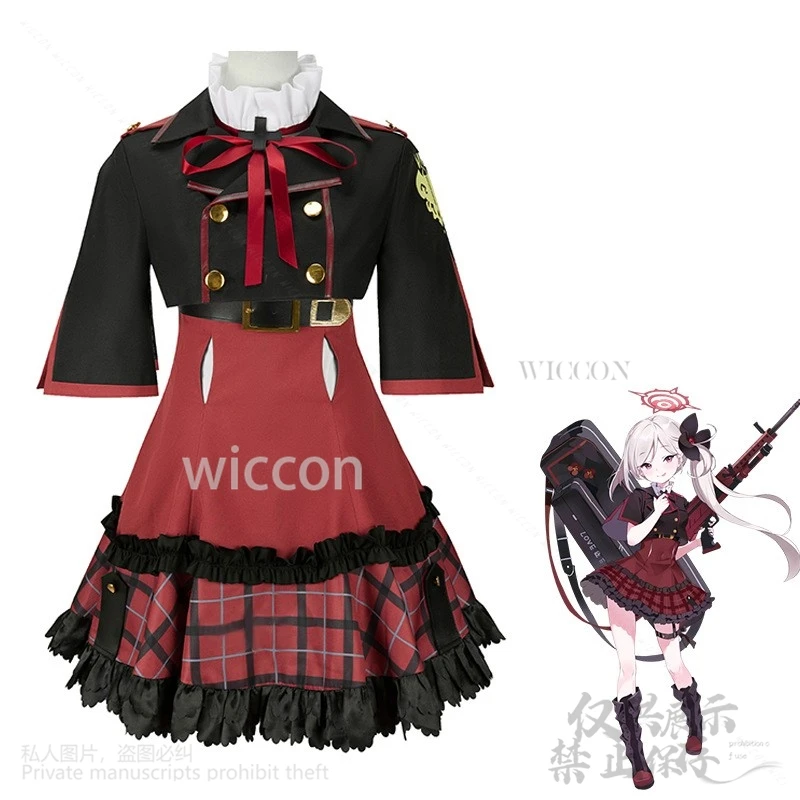 Asagi Mutsuki Costume Red JK Uniform Skirt Coat Wig Anime Game Blue Archive Cosplay Sexy Cute Dress Woman Girls Party Customized