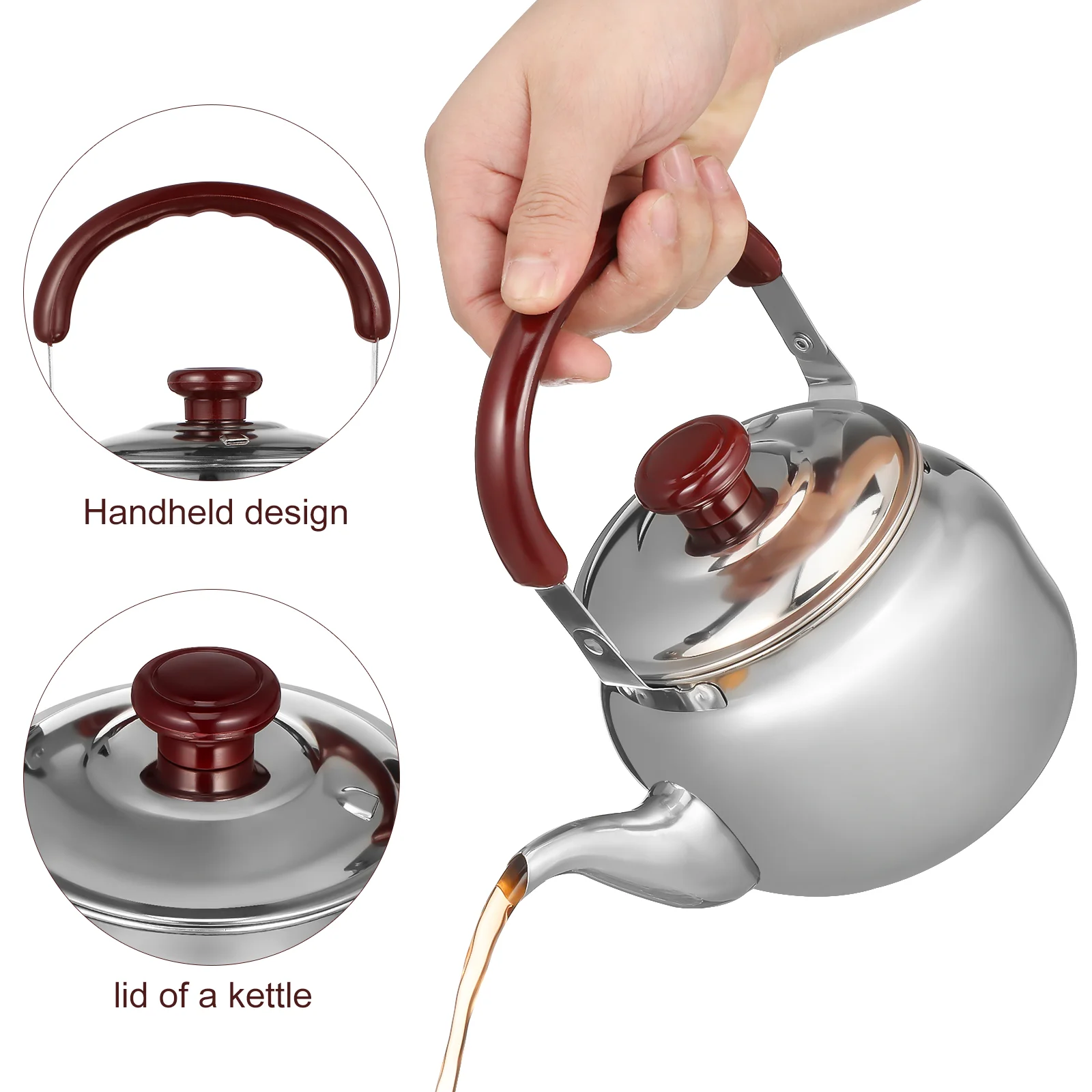 Stovetop Tea Kettle Stainless Steel Whistling Water Kettle Cool Handle Stove Top Small Tea Pot Household Water Boiler Water Pot