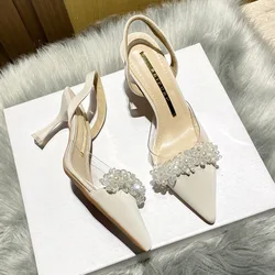 Luxury Sandals Women Designers Baotou Sandals Women's Spring/Summer 2026 New French Transparent Pointed High Heels Ladies Shoes