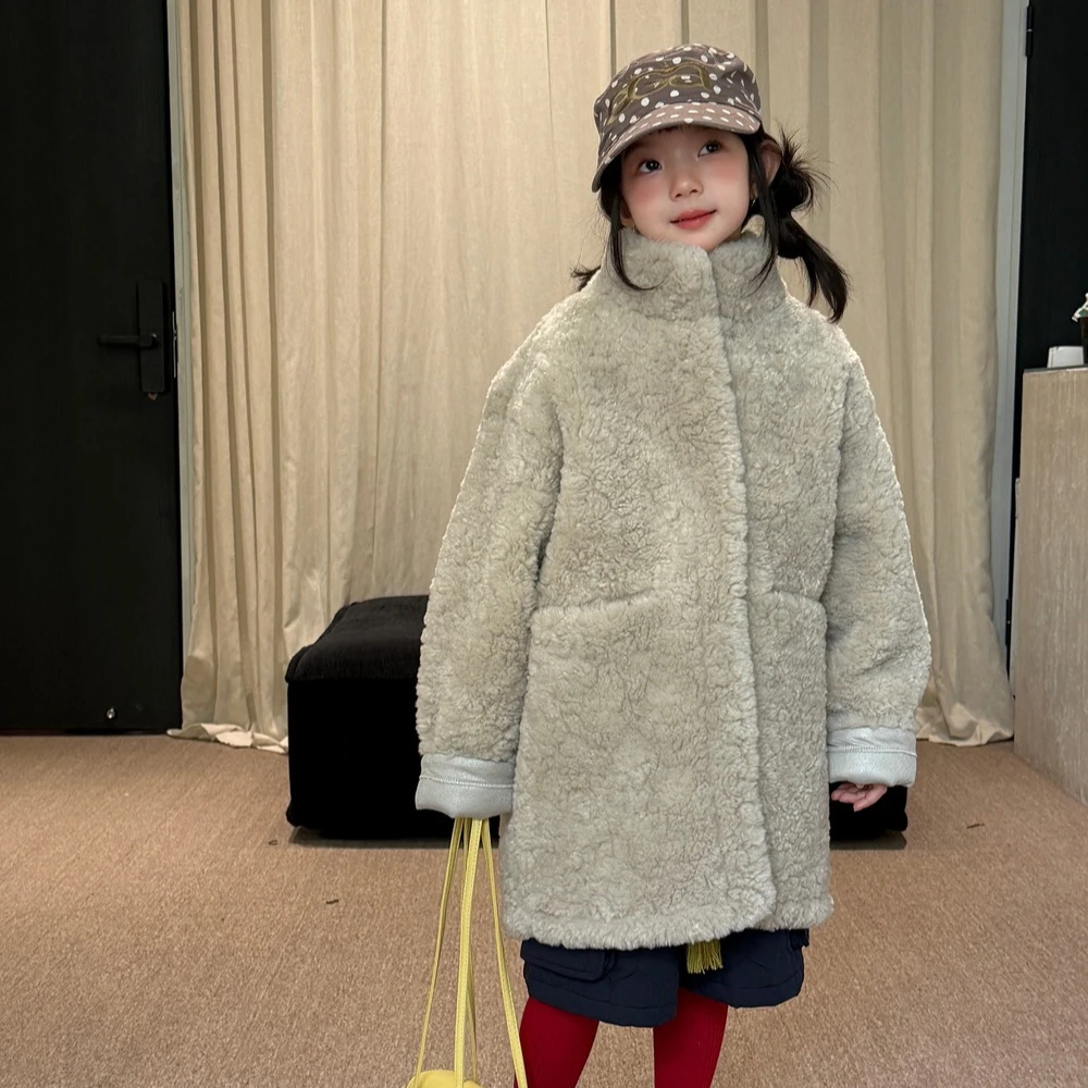 Girls' Coat 2026 Autumn and Winter New Children's Clothing Korean Style Baby Girl Fashion Thickened Warm Lamb Wool Coat