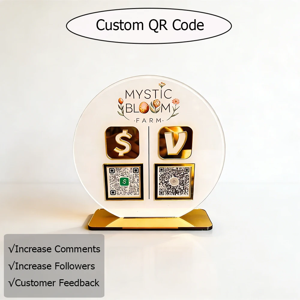 Acrylic QR Code Custom Printed Sign Suitable For Retail Stores To Increase Social Media Followers Modern Slim Design For Shop