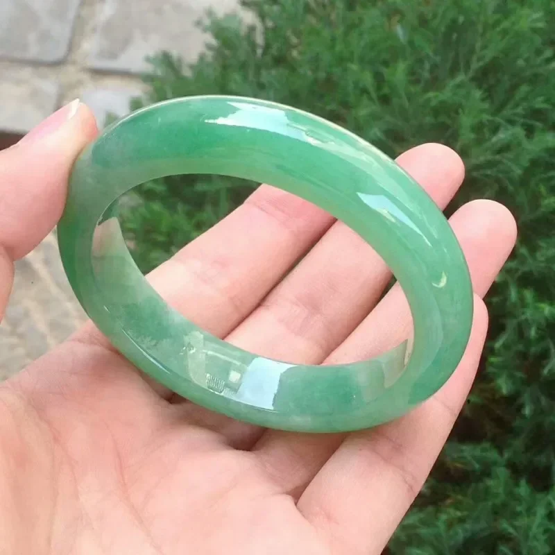 Natural jadeite bracelet ice glutinous seed dark green floating  light sunny green  jade bracelet jade bangle high quality