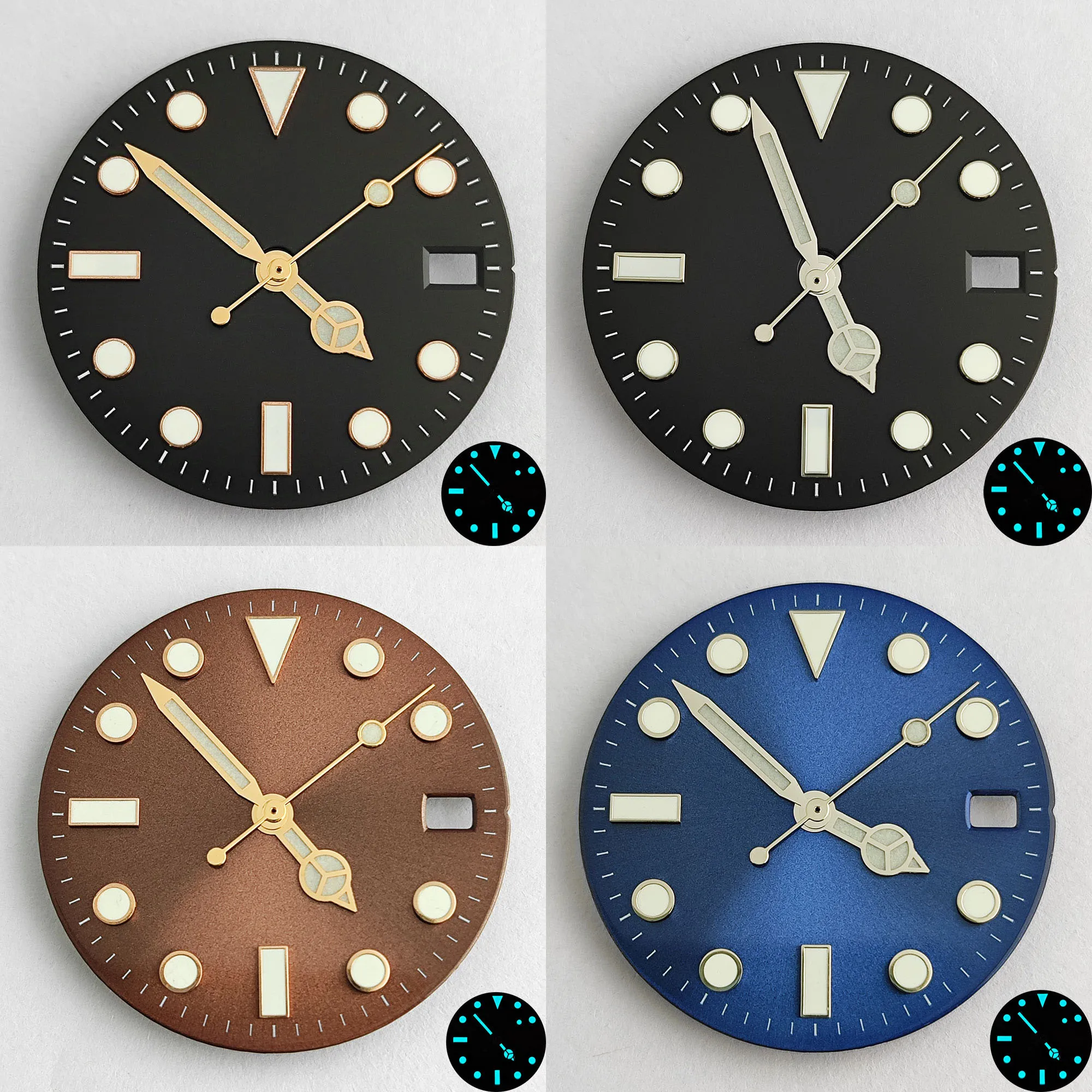 28.5mm dial NH35 dial NH35NH36 pointer Blue Green Luminous dial pointer suitable for NH35 movement 40mm case watch pointer dial