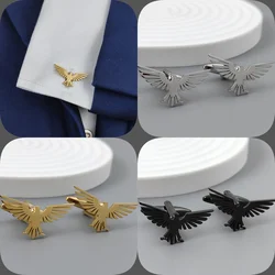 316L stainless steel flying eagle gold-plated cufflinks, black shirt cuffs, men's suit accessories, formal wear