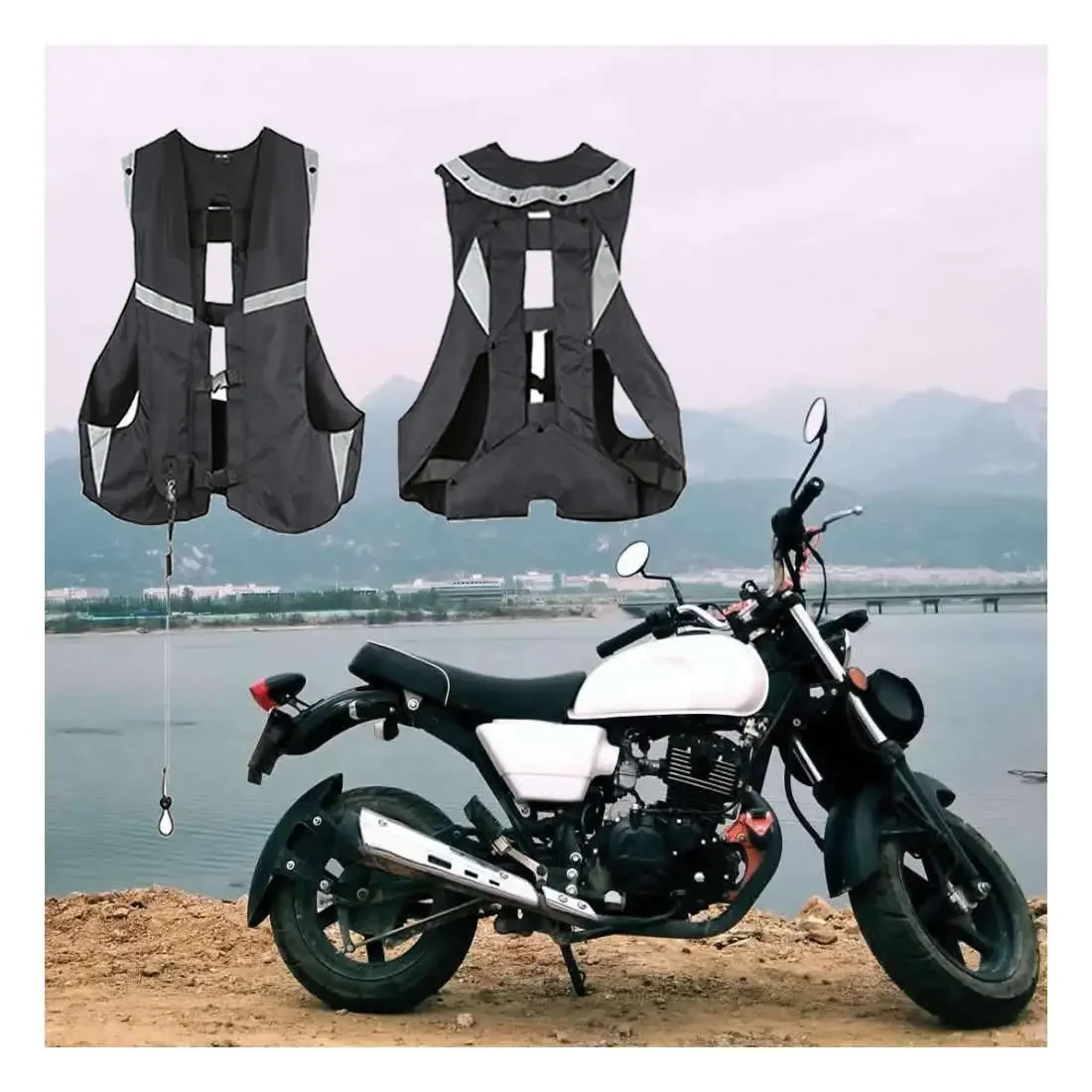 Fast Inflating Motorcycle Airbag Vest Reflective Motorcycle Jacket Racing System Motocross Protective Airbag Black