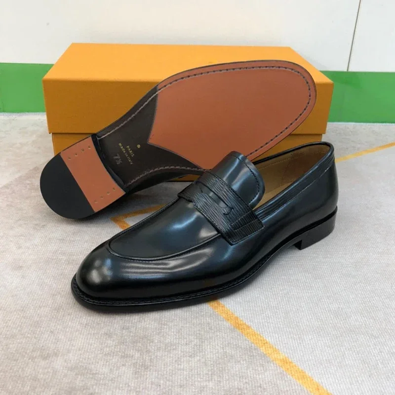 Designer Leather Penny-slot Loafers Goodyear Handmade Edge stitching High quality formal shoes For Men's Business Work