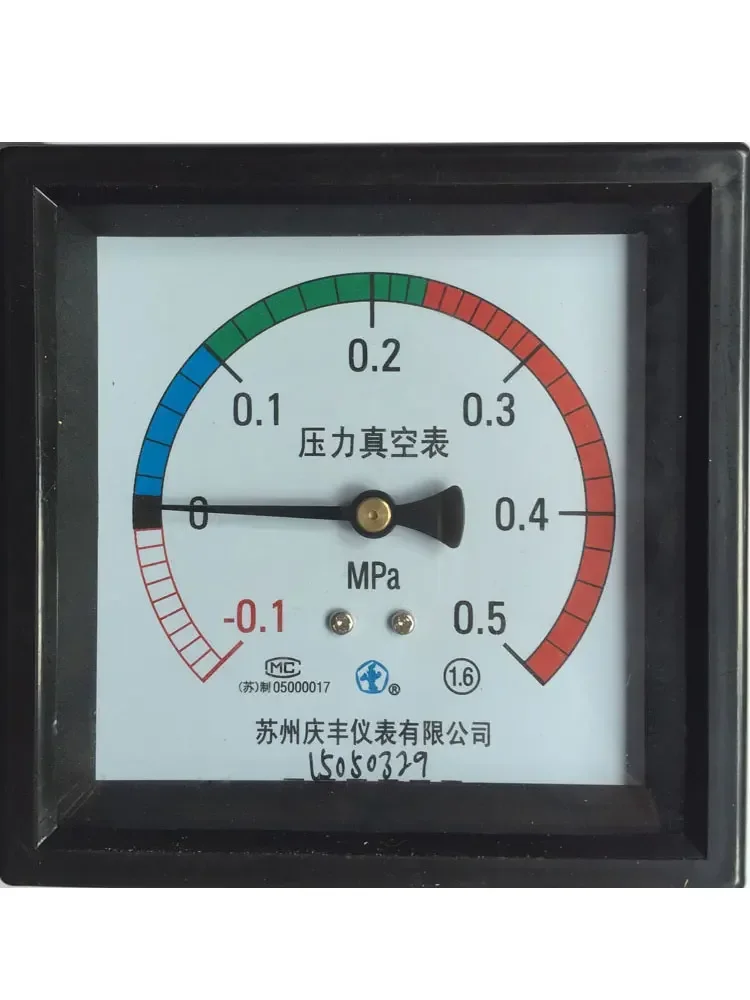 102 New Square Pressure Vacuum Gauge - 0.1-0.34569MPA Qianying High Temperature Sterilization Furnace Inner Chamber Jacket Table