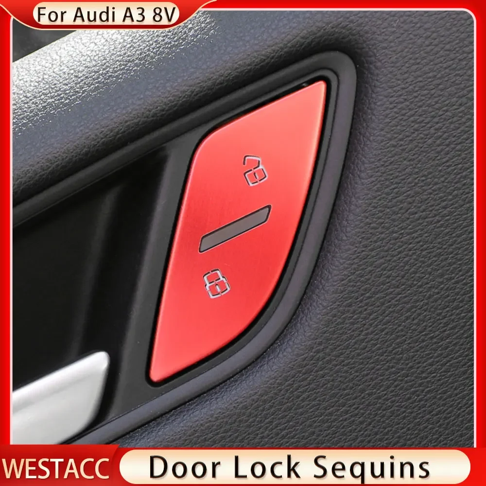 Car Door Lock Button Sticker Cover Sequins for Audi A3 8V 2013 2014 2015 2016 2017 2018 2019 4Pc Decoration Stickers Accessories