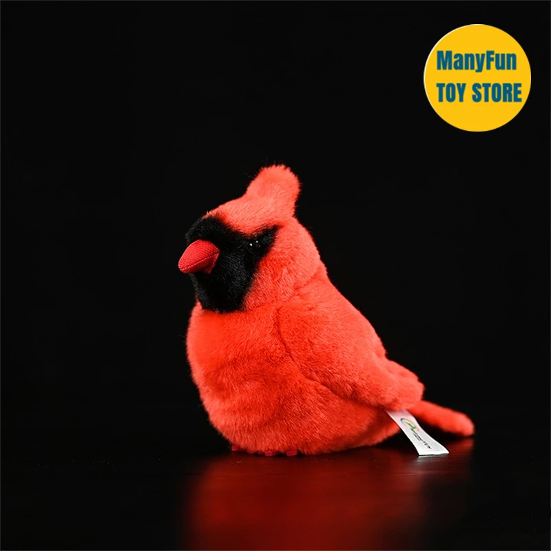 Northern Red Cardinal Plush Toy High Fidelity Red bird Plushie Tit Peluche Lifelike Stuffed Animals Simulation Doll Kawai Toy