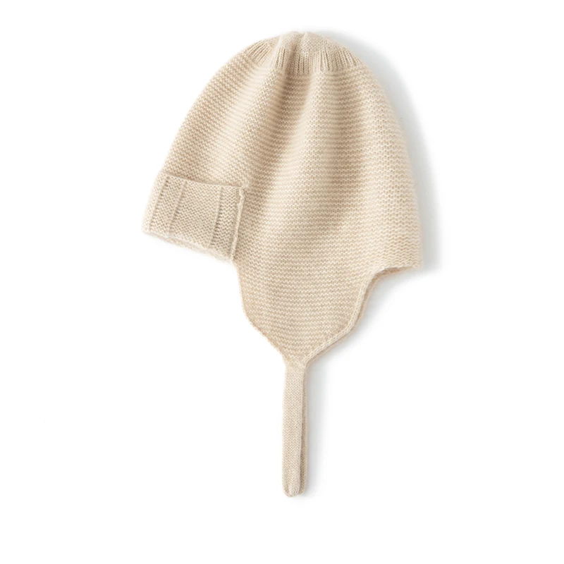Hohe Qualität Winter Frauen Kaschmir Hüte Mode Im Freien Warm Halten Ohr Caps Solide Strick Beanie Russische Hut Weibliche Bomber Hüte – Detail 5