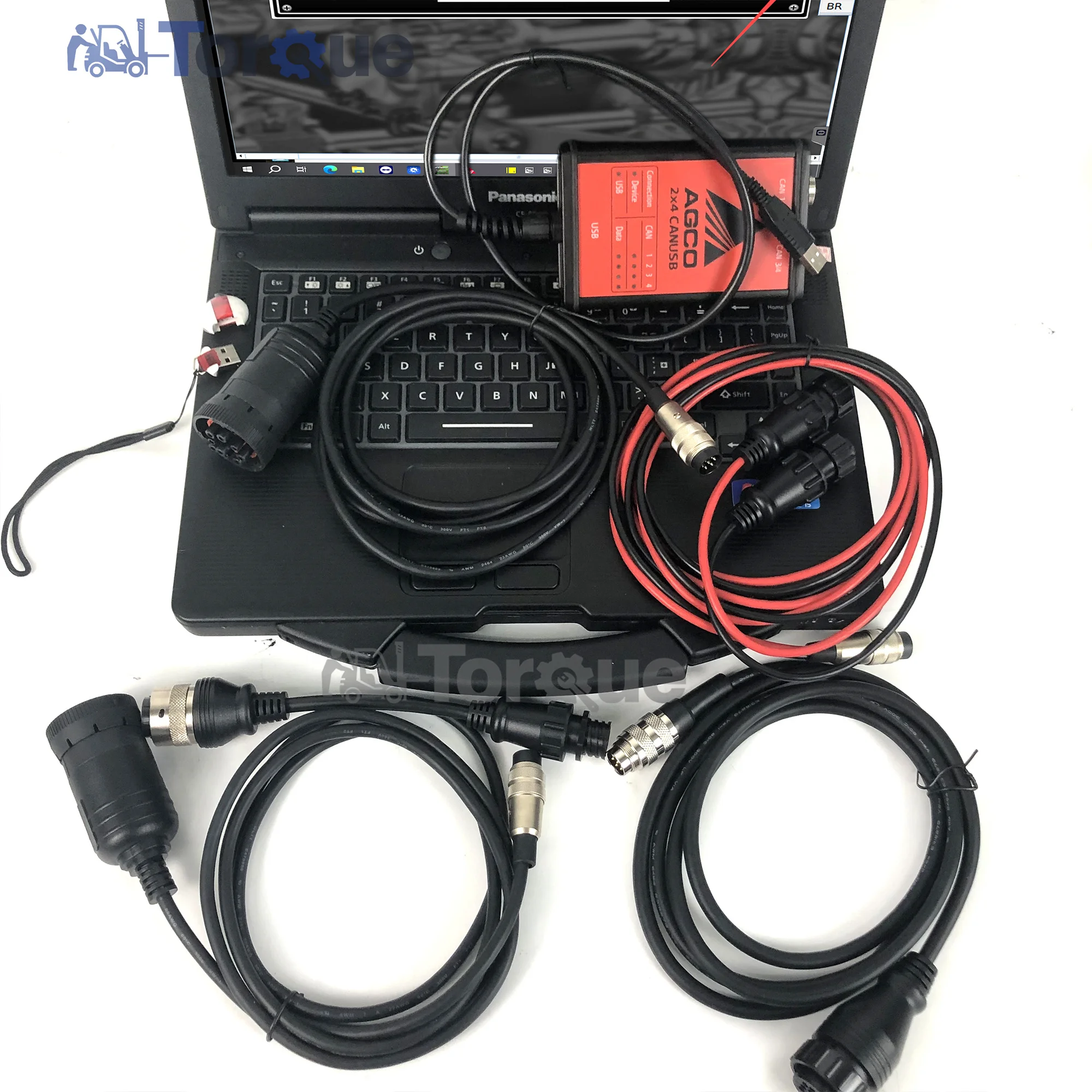 For AGCO EDT DIAGNOSTIC KIT CANBOX FENDT FenDias Massey Agricultural Electronic Diagnostic Tool with CF53 Laptop+key dongle