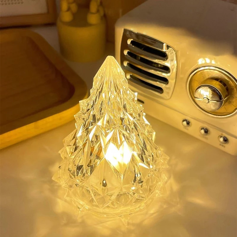 LED Iceberg Atmosphere Lights protezione degli occhi Crystal Mini Christmas Tree Light Cute Room Decoration Night Light Holiday Gift