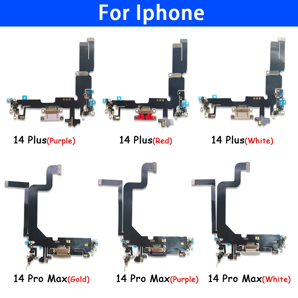 

10 Pcs Dock Connector Micro USB Charger Charging Port Flex Cable Microphone Board For IPhone 14 Plus 14 Pro 14 Pro Max