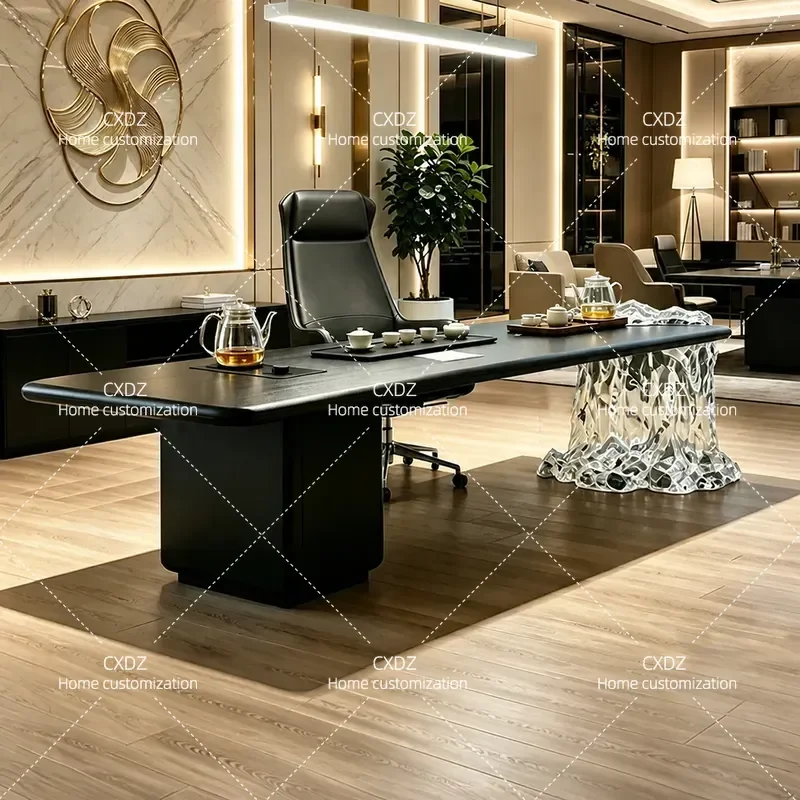 Modern Transparent Resin Coffee Table Large Board Tea Desk for Living Room Office Villa Kung Fu Tea Art Furniture