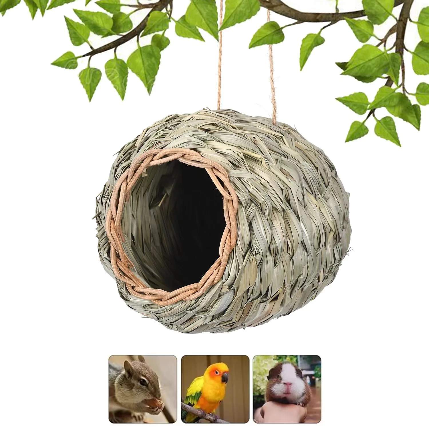 منزل الطائر الطنان للطائر الخارجية عش الطيور جيوب تزيين العشب الطبيعي جيوب تزيين الطيور الصغيرة مخبأ للحديقة الخارجية