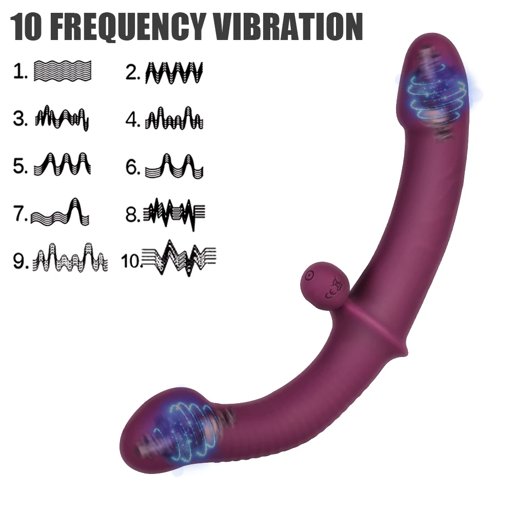 Strapless Strapon Dildo Vibrator Double-head Vibrating 10 Speeds Anal Prostate Massager G Spot Vibrators