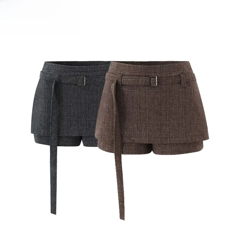 

Модные полосатые юбки-миди с низкой талией и поясом, женские уличные брюки из двух предметов, тренд осени 2023 года Ci для поездок на работу