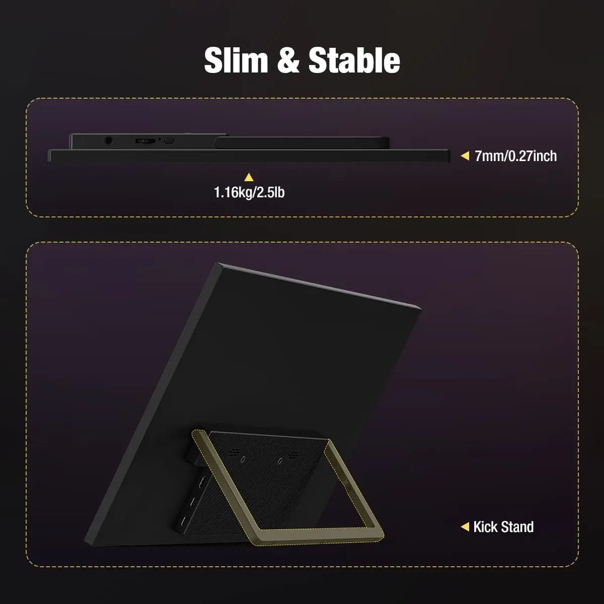 Monitor portatile da 18,5 pollici 100HZ per laptop XBox PS4/5 Switch TV Box Telefono cellulare Estensione PC Mobile VESA Compatibile con HDMI