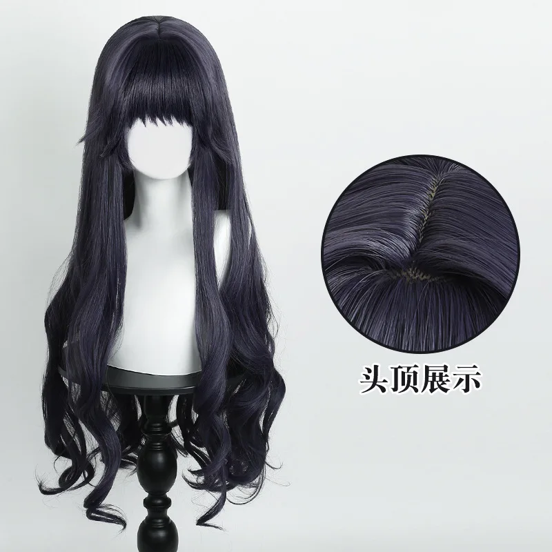 Hana Kaoru And Kurumi Kaoru Cosplay Wig Realistic Scalp Top Black And Purple Long Hair High-temperature Silk Curly Hair