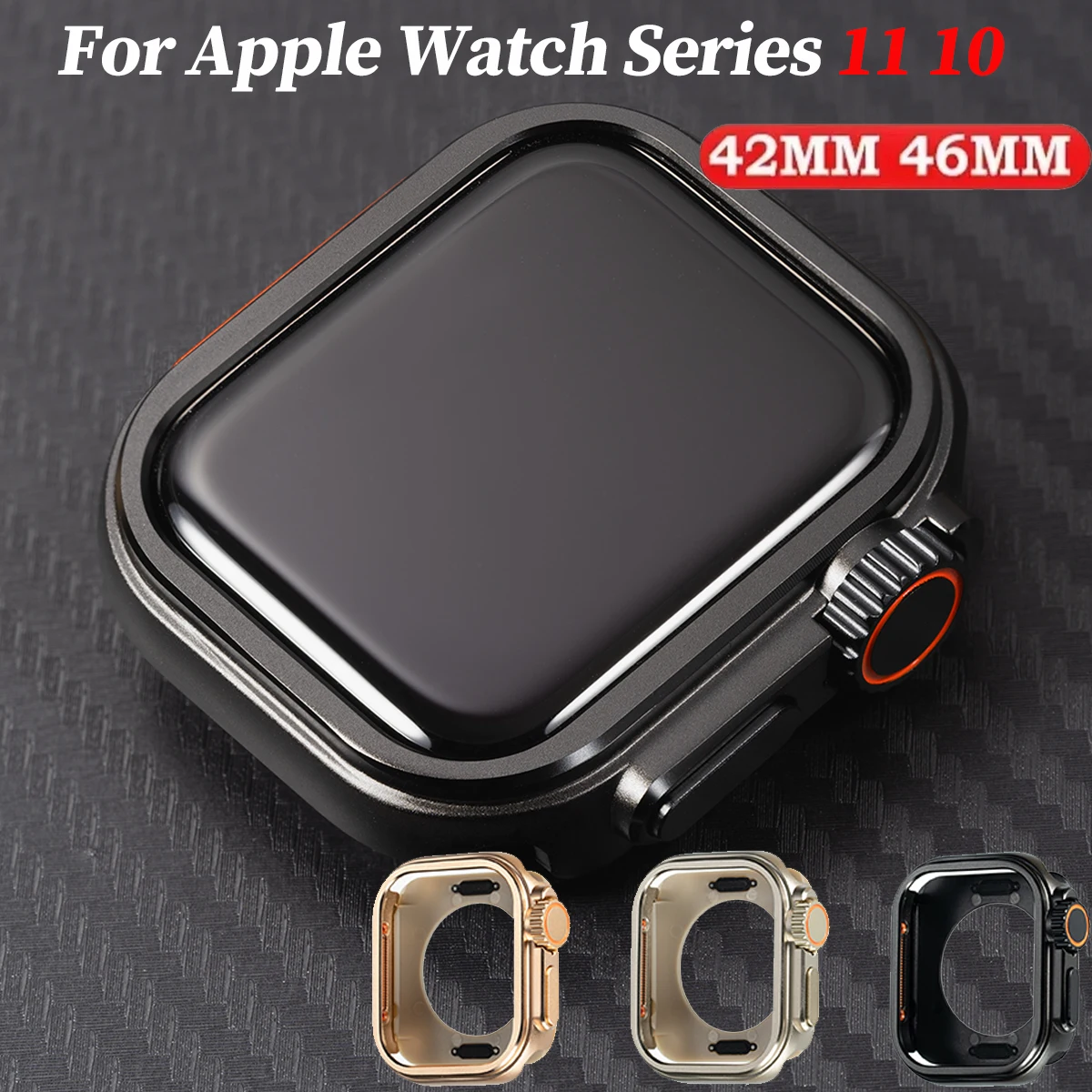 Metal+Plastic Case for Apple Watch 11 10 Change To Ultra2 Cover Aluminum Alloy Bumper Protective Frame for IWatch S11 10 46 42mm