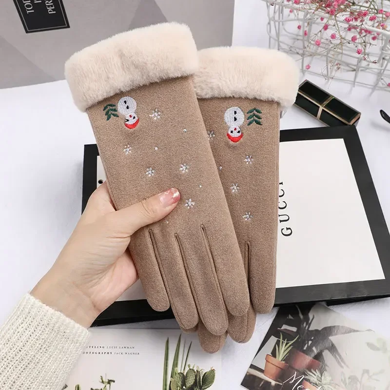 

2021 New Fashion Women Gloves Autumn Winter Cute Furry Warm Mitts Full Finger Mittens Women Outdoor Sport Female Gloves Screen