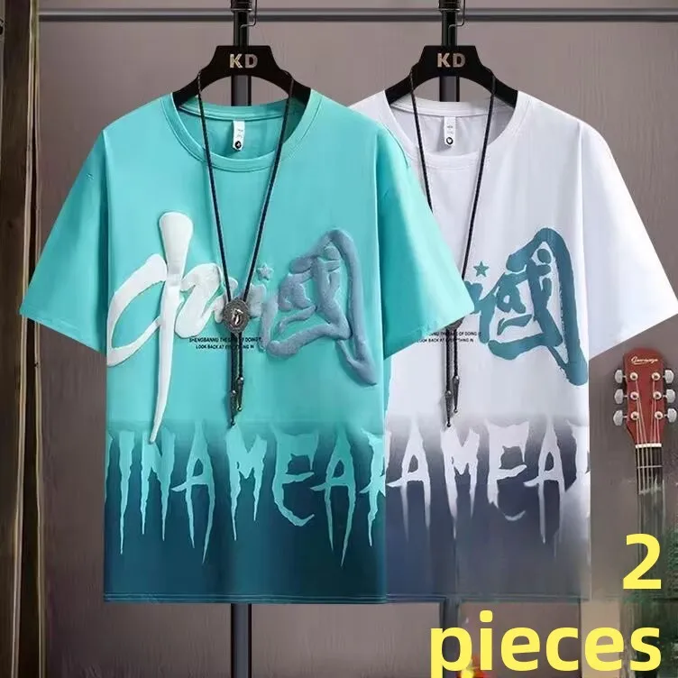 

Loose Fit Men's ort Sve T-irt American Retro Sle Summer 2024 New Casual Print Polyester Fiber Anti-Wrinkle Youth Fas...