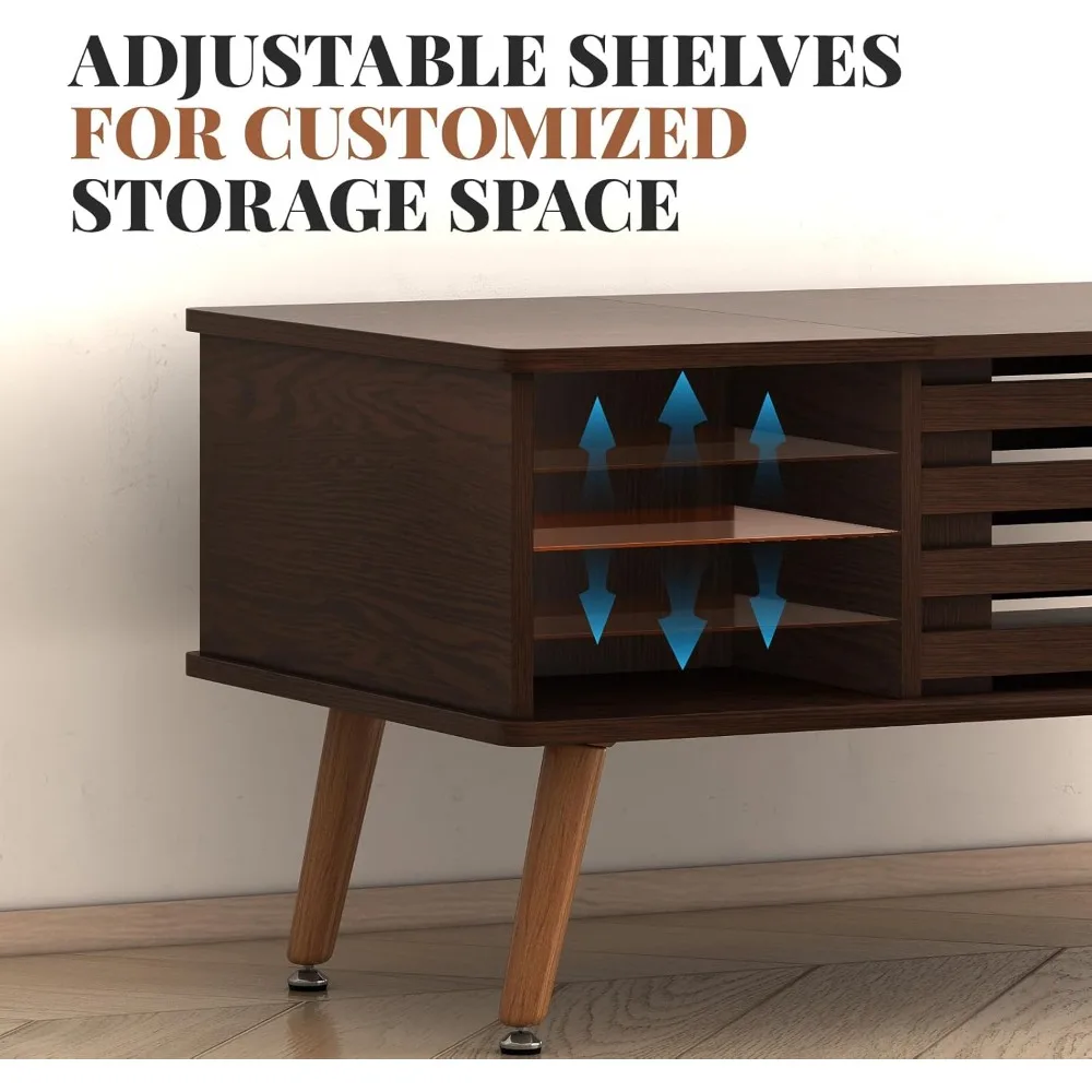 Mid Century Modern Lift Top Coffee Table with Storage, Wooden Tabletop Dining Table