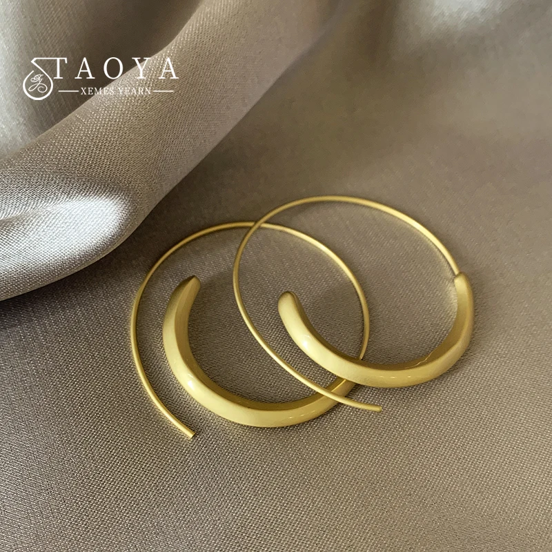 2023 New Design Matte Gold Gold Color Circle Earrings for Women's Fashion Jewelry Girl‘s Christmas Party Exaggerated Accessories