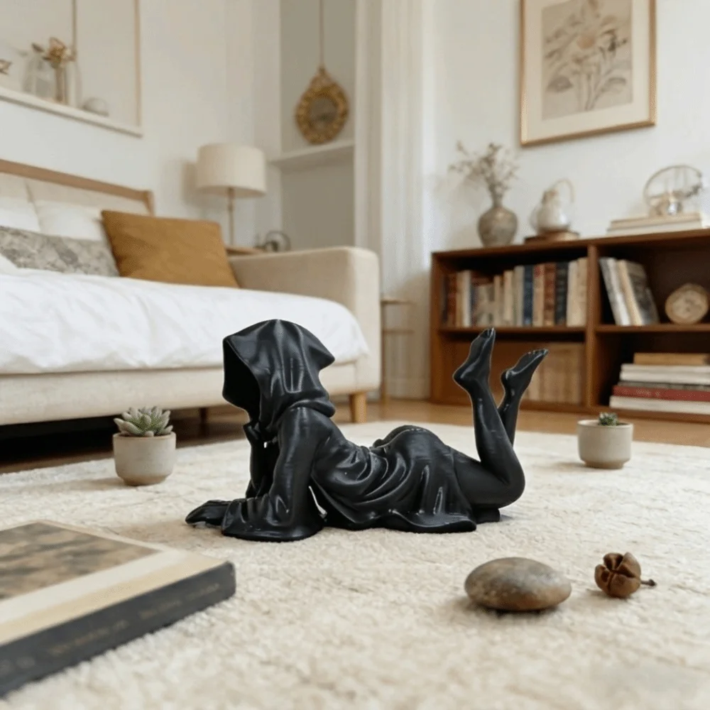 Punk Home Decor Ghost Figurine 3D Printed Halloween Model Gothic Girl Statue Dark Style Death Statue Halloween Atmosphere