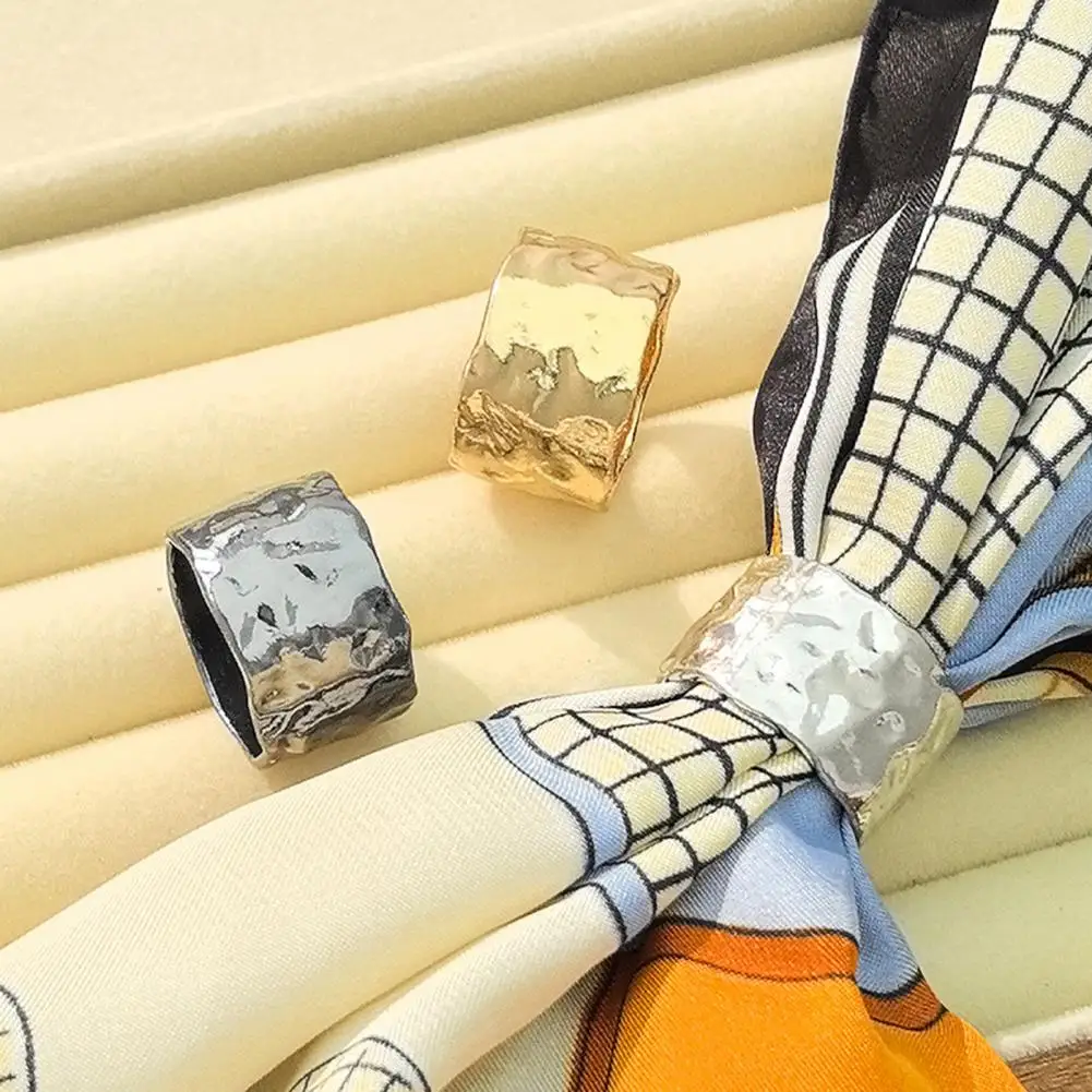 Non-allergic Scarf Buckle Minimalist Scarf Ring Buckle Set Elegant Silk Scarf Holder Slide Neckerchief Clip for Women